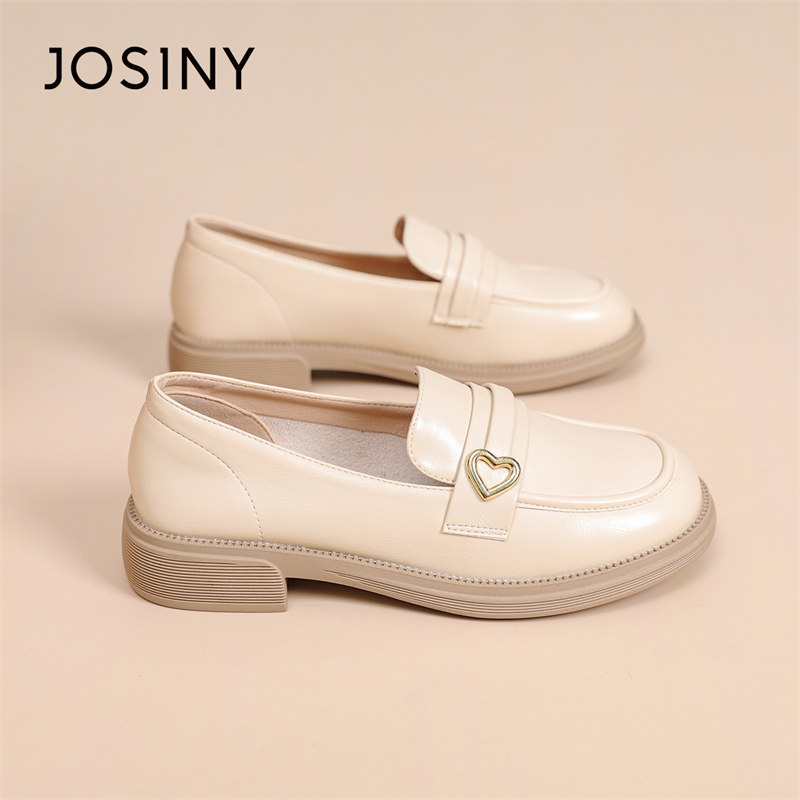 josiny/卓诗尼单鞋女鞋2024新款春季粗跟复古气质配裙子小皮鞋子