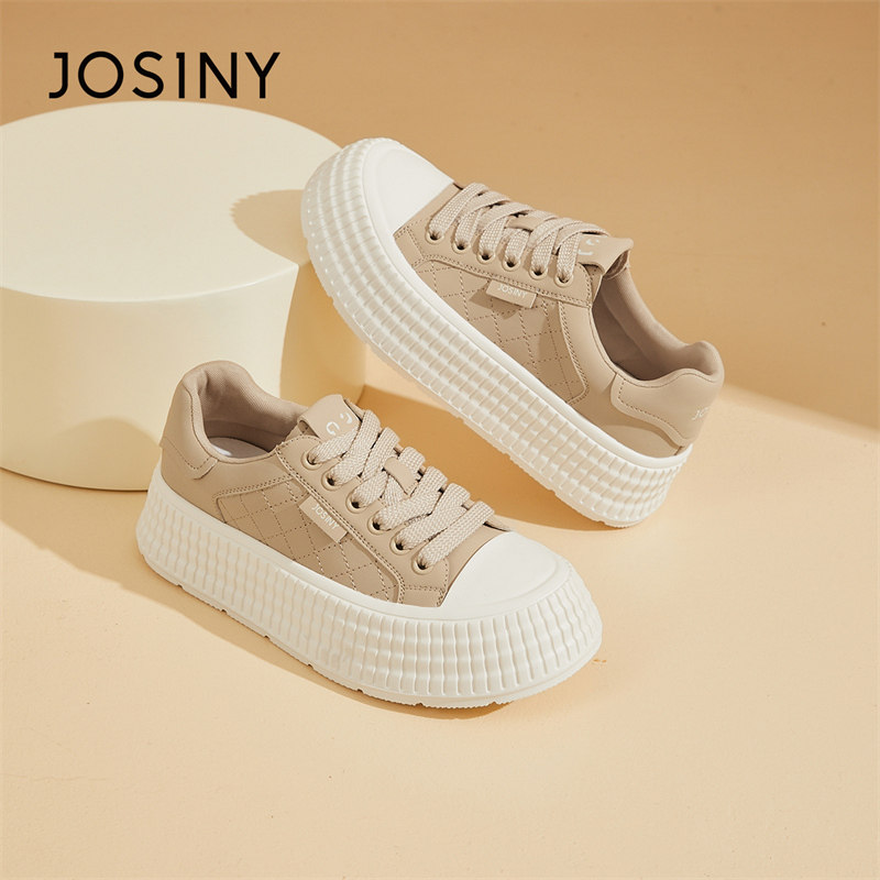 josiny/卓诗尼板鞋女2024新款春季通勤运动厚底百搭学生休闲鞋子