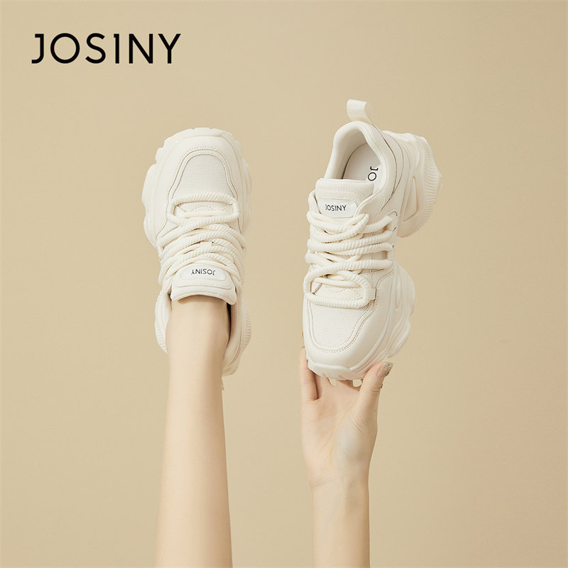 josiny/卓诗尼厚底增高老爹鞋2024新款春季舒适运动休闲小白鞋子