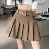 大码 纯欲辣妹高腰百褶短裙A字裙子春秋冬显瘦设计感小众半身裙女