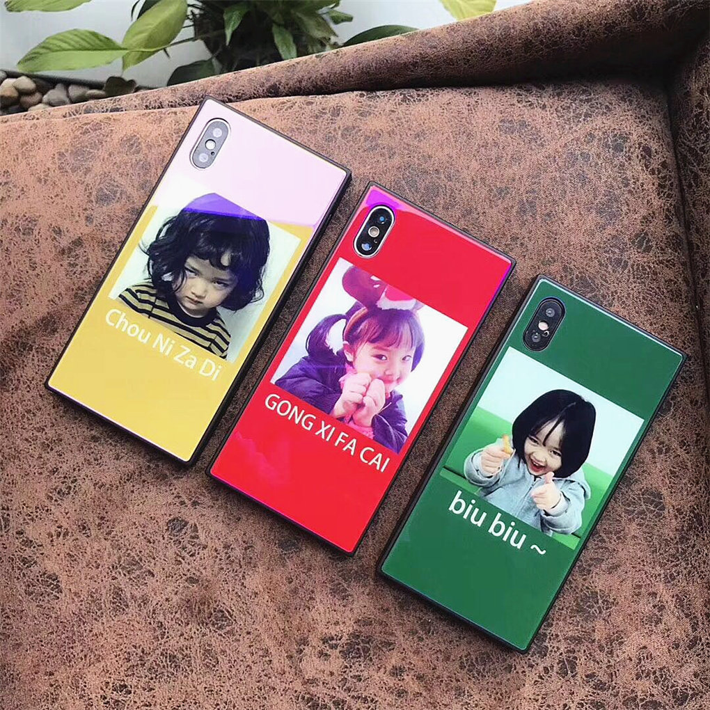 权律二表情包玻璃壳苹果X手机壳iphone7plus/8可爱全包创意个性女