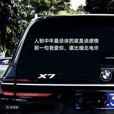 人到中年最忌讳谈感情堪比缅北电诈汽车个性文字车窗车身贴纸车贴