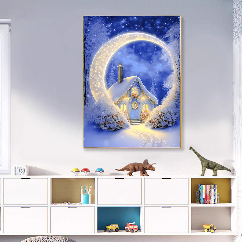 雪下小屋风景十字绣2025新款满钻手工diy钻石贴画带框客厅装饰画,居家布艺,钻石绣,淘宝优惠券,粉丝福利购,淘宝优惠卷