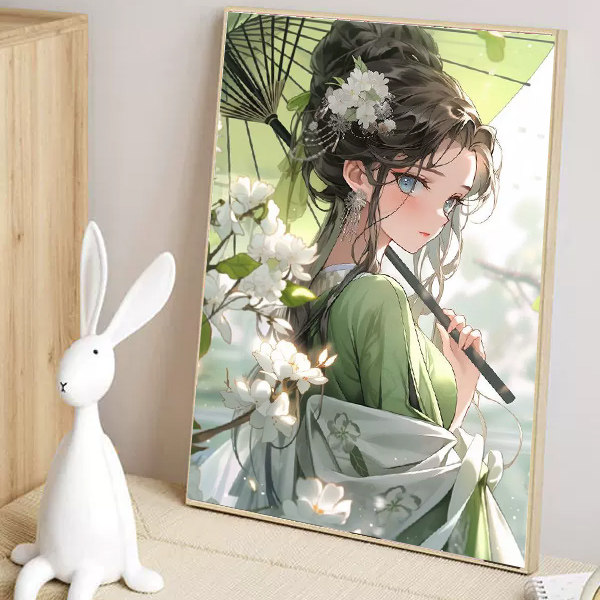 茶花少女01款2025新钻石画满钻手工diy中国古风插画贴钻钻石绣