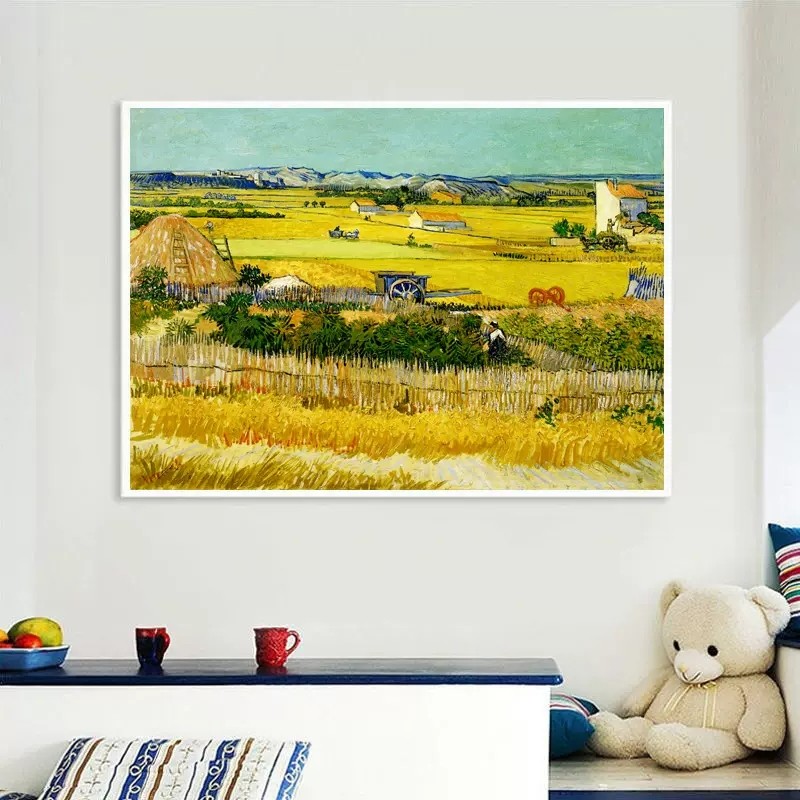 梵高稻花风景钻石画2025新款满钻手工diy贴砖带框客厅小幅十字绣,居家布艺,钻石绣,淘宝优惠券,粉丝福利购,淘宝优惠卷
