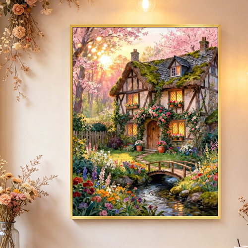 治愈春日童话花园小屋新款钻石画