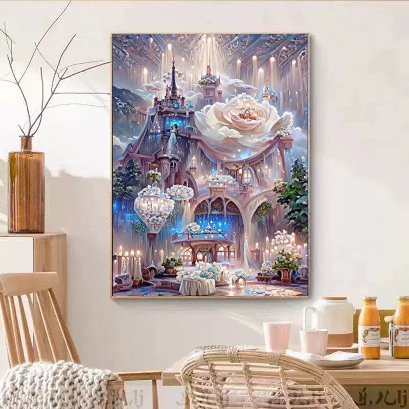 梦幻婚礼殿堂钻石画2025新款满钻手工diy贴钻带相框小幅十字绣,居家布艺,钻石绣,淘宝优惠券,粉丝福利购,淘宝优惠卷
