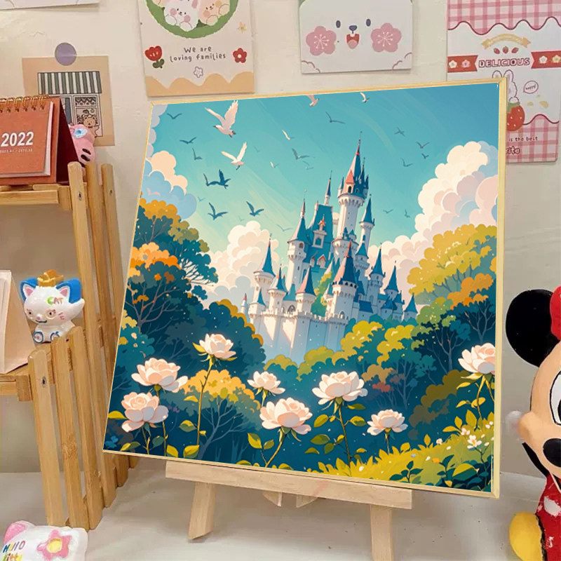 治愈白玫瑰城堡十字绣2025新款满钻手工diy贴钻小幅十字绣,居家布艺,钻石绣,淘宝优惠券,粉丝福利购,淘宝优惠卷