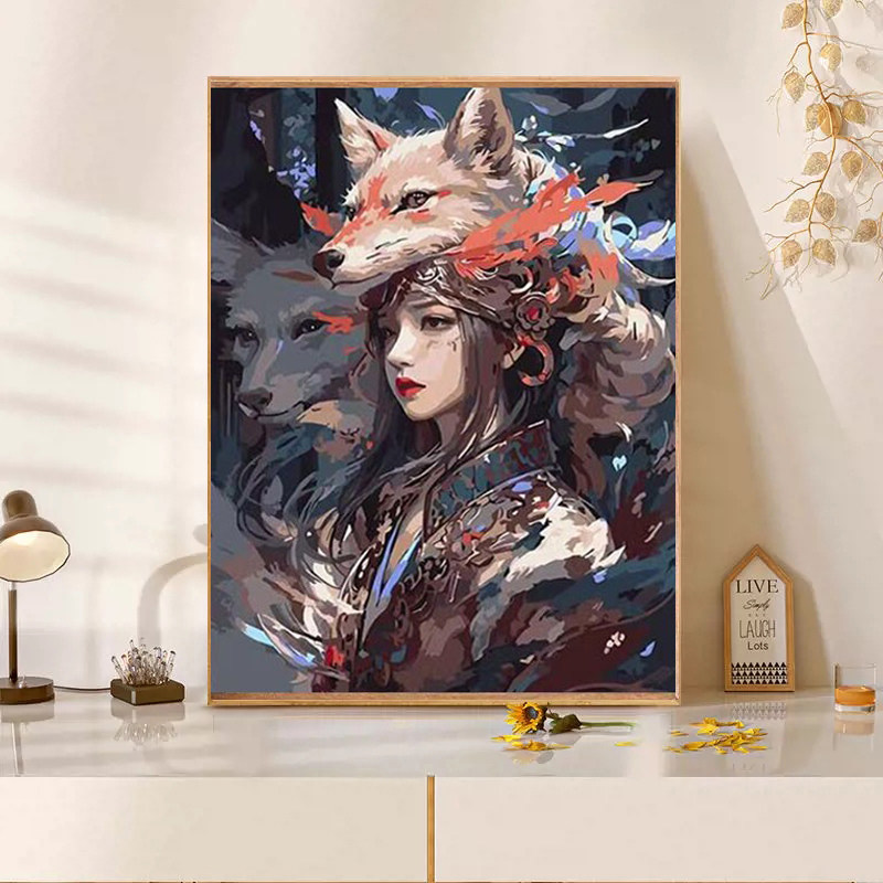狐狸古风少女钻石画2025新款5d满钻手工diy粘贴钻带框客厅装饰画,居家布艺,钻石绣,淘宝优惠券,粉丝福利购,淘宝优惠卷