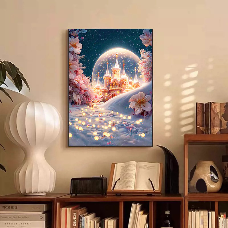 梦幻冰雪城堡十字绣2025新款满钻手工diy钻石贴画带框客厅装饰画,居家布艺,钻石绣,淘宝优惠券,粉丝福利购,淘宝优惠卷