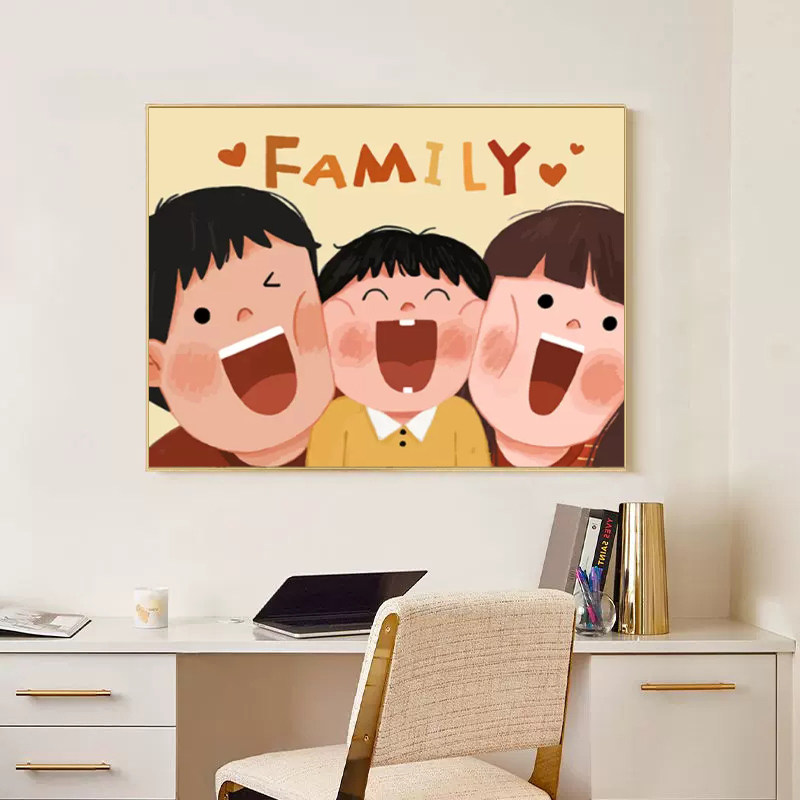 可爱全家福钻石画2025新款diy手工粘贴画满钻带框客厅卧室装饰画,居家布艺,钻石绣,淘宝优惠券,粉丝福利购,淘宝优惠卷