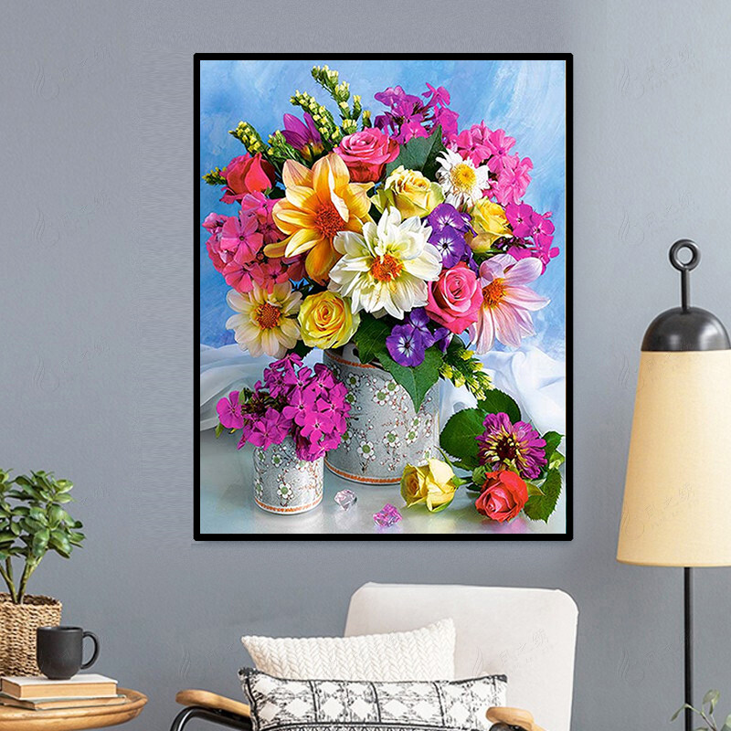 唯美花瓶花卉钻石贴画2025新款满钻手工diy粘贴画客厅小幅十字绣,居家布艺,钻石绣,淘宝优惠券,粉丝福利购,淘宝优惠卷