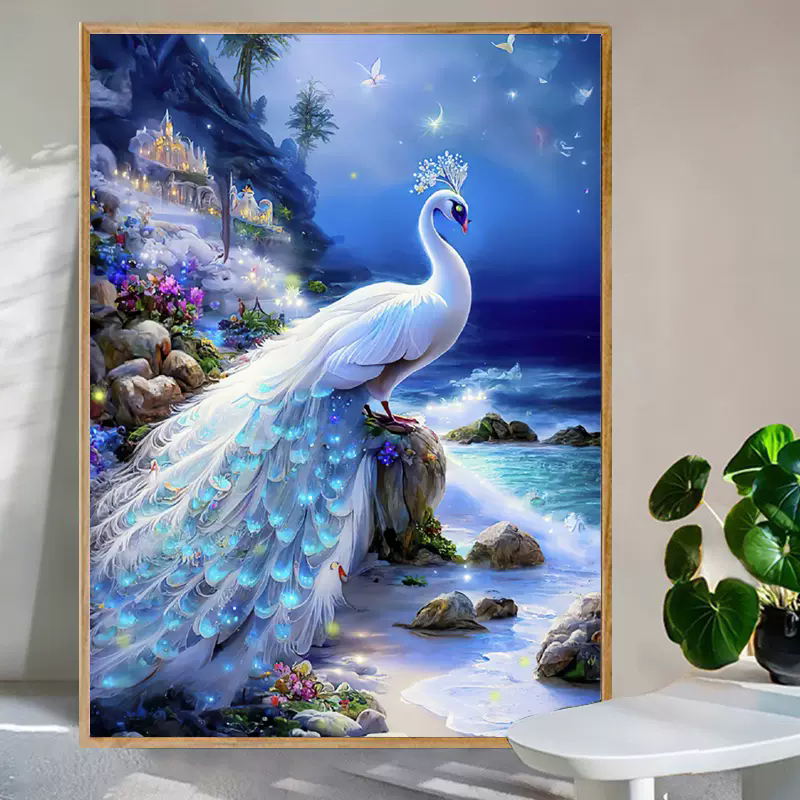 美丽雀之灵十字绣2025新款5d满钻手工钻石贴画带相框客厅装饰画