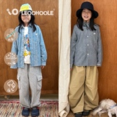 汉麻有机棉刺绣儿童衬衫 日系条纹细格 衬衣 哦哦乐 LEOOHOOLE