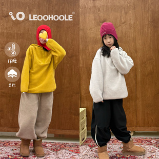 LEOOHOOLE | 哦哦乐 极简风厚实云朵羊羔绒保暖半拉链连帽卫衣