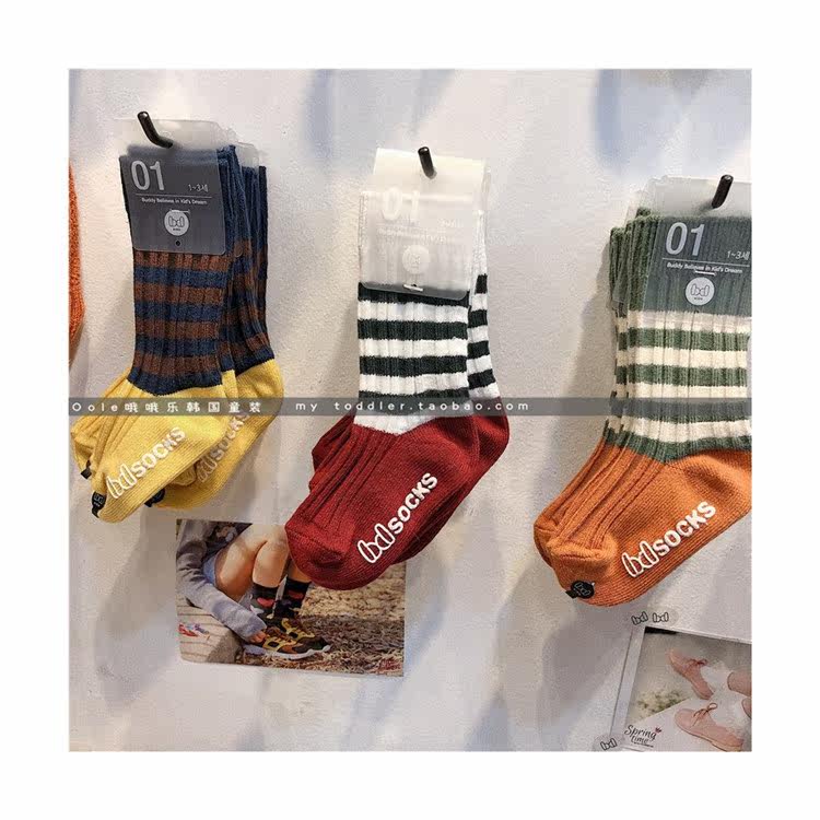 Oole Oh oh joy,Korean children winter Fashionable college Retro stripe Hit color Hang Article Medium hose Children's socksin the Children/Baby/Family fitted , Children's socks( 0-16 Years)  category - from Buy2taobao.com to provide professional Taobao agent buy service