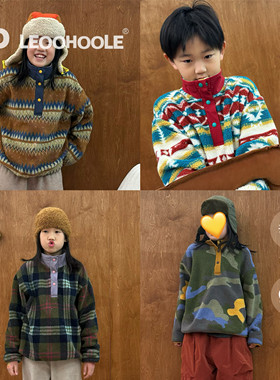 LEOOHOOLE | 哦哦乐  节日氛围小立领奥粒绒印花保暖卫衣