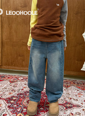 LEOOHOOLE | 哦哦乐 美式复古酵洗环保褪色抓绒柔软直筒牛仔裤