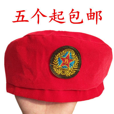 小学生幼儿园儿童男女小兵红色表演帽子舞蹈演出迷彩军装贝蕾军帽
