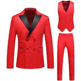 长期主推男士大码西服三件套纯色镂空外贸跨境9880大红色p245，男装西服，星座1616