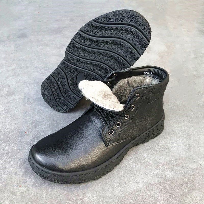 FOREIGN TRADE MENS SHOES WINTER WARM COTTON BOOTS LEATHER THICK-SOLED HIGH-TOP WOOL ORIGINAL SINGLE SNOW BOOTS ANTI-SLIP CASUAL NORTHEAST