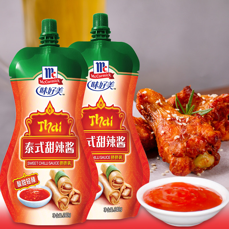 味好美0脂肪泰式甜辣酱240g*4 手抓饼春卷薯条炸鸡蘸酱挤挤装家用