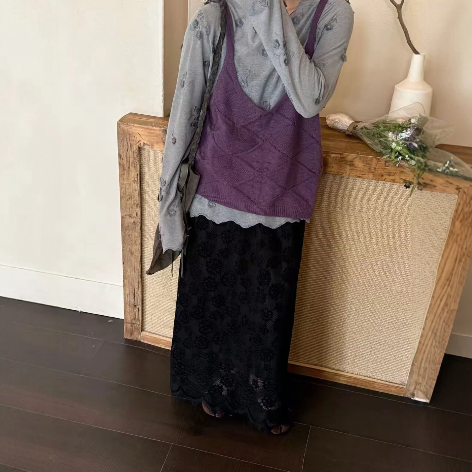 针织吊带背心叠穿t恤女长袖上衣