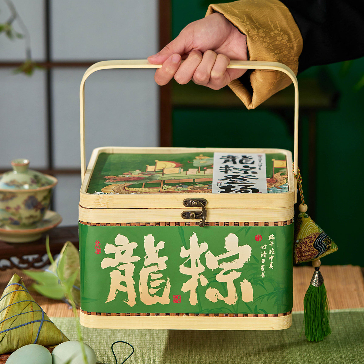 2025新款端午节粽子包装盒高档礼盒商务送礼企业定制空盒子竹编盒