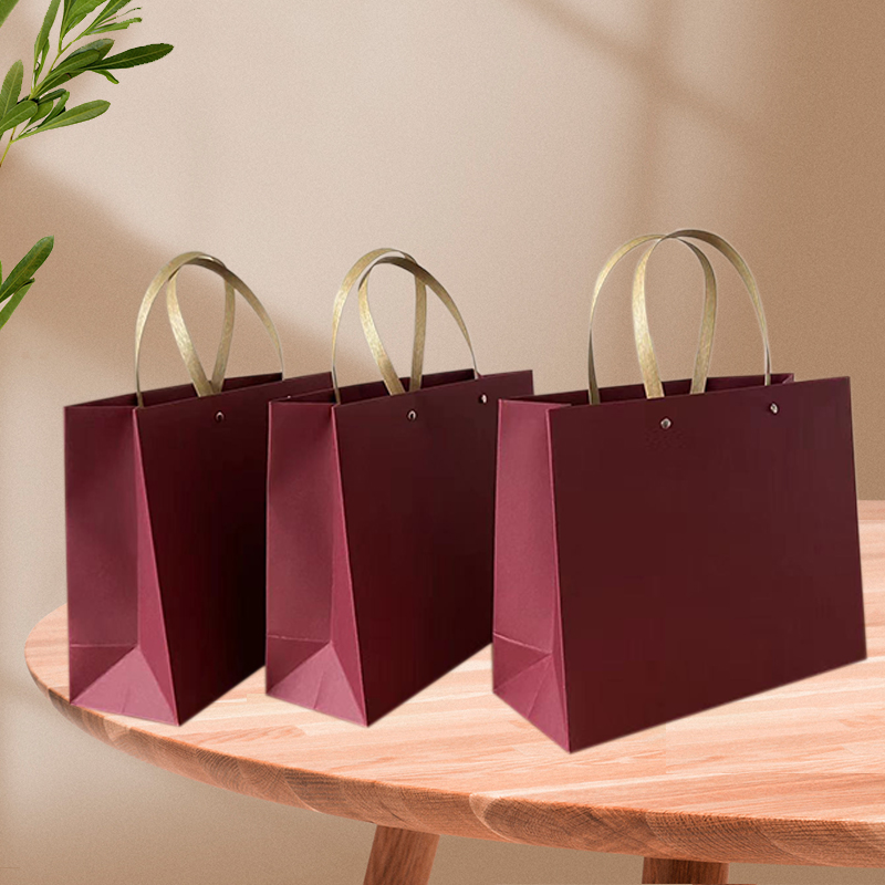 酒红色手提袋牛皮纸袋定做礼品袋茶叶包装袋衣服袋子手拎袋礼物袋