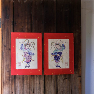 门神女将2026马年年画春节贴纸画像乔迁开业礼门贴洒金宣纸