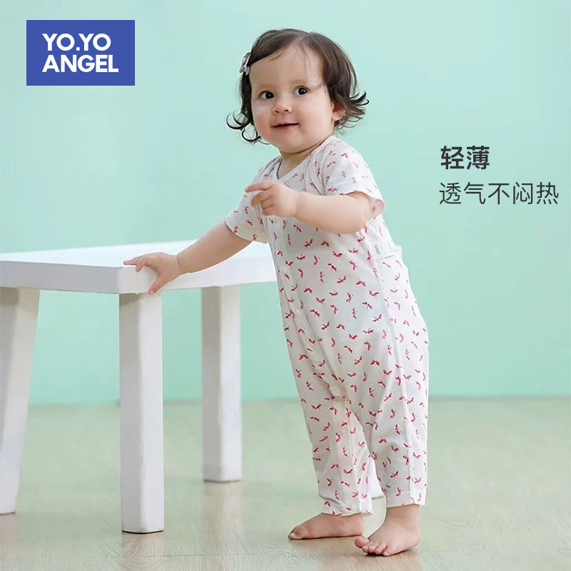 女宝宝短袖长裤连体衣夏装图片