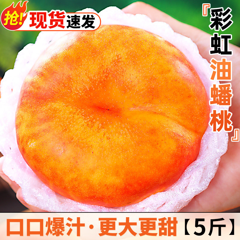 彩虹油蟠桃5斤正宗蒙阴扁桃子新鲜水果当季奶潘桃甜蜜桃整箱包邮