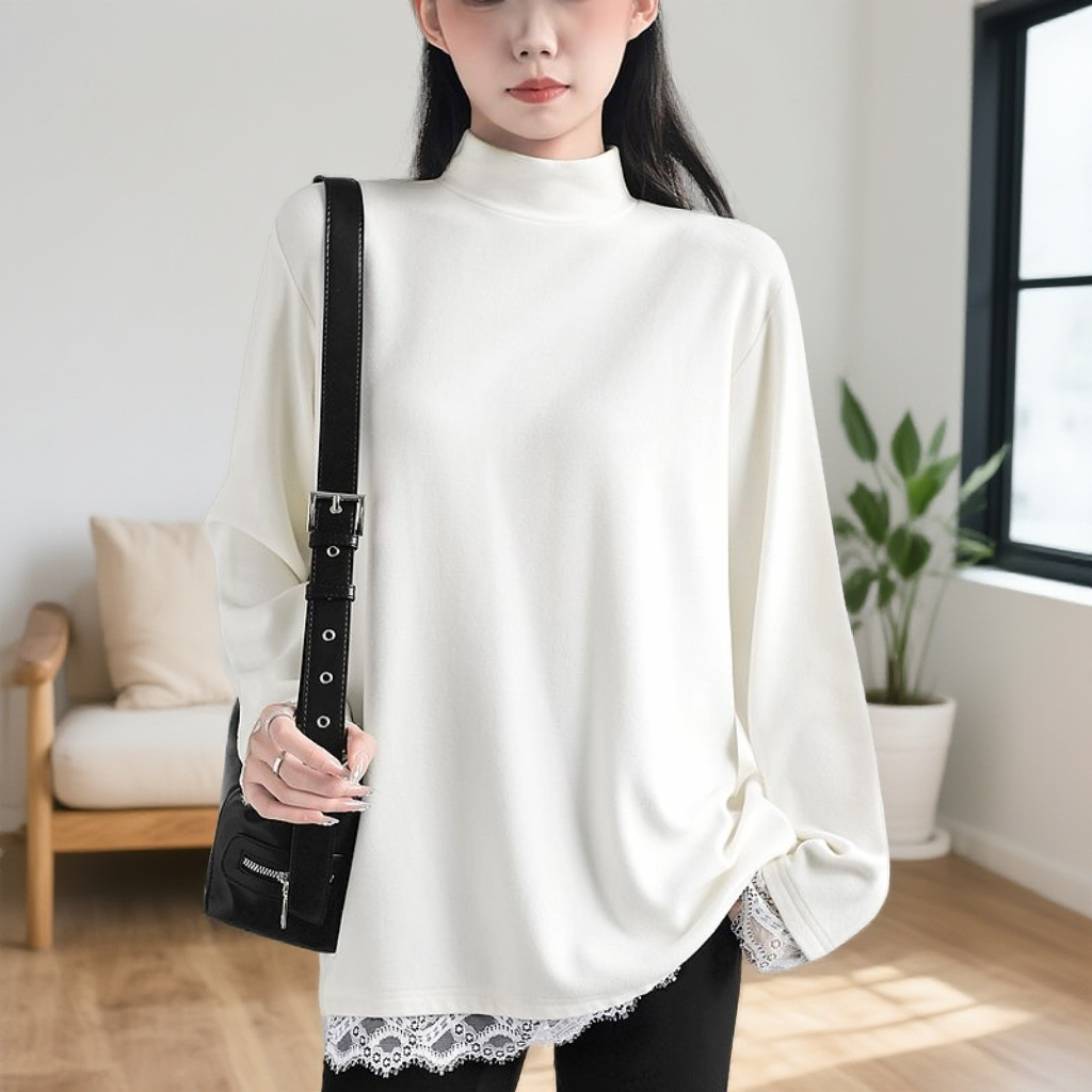 德绒中长款半高领打底衫长袖上衣