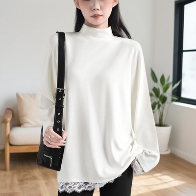 德绒中长款半高领打底衫长袖上衣