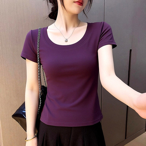纯棉短袖修身显瘦百搭T恤女