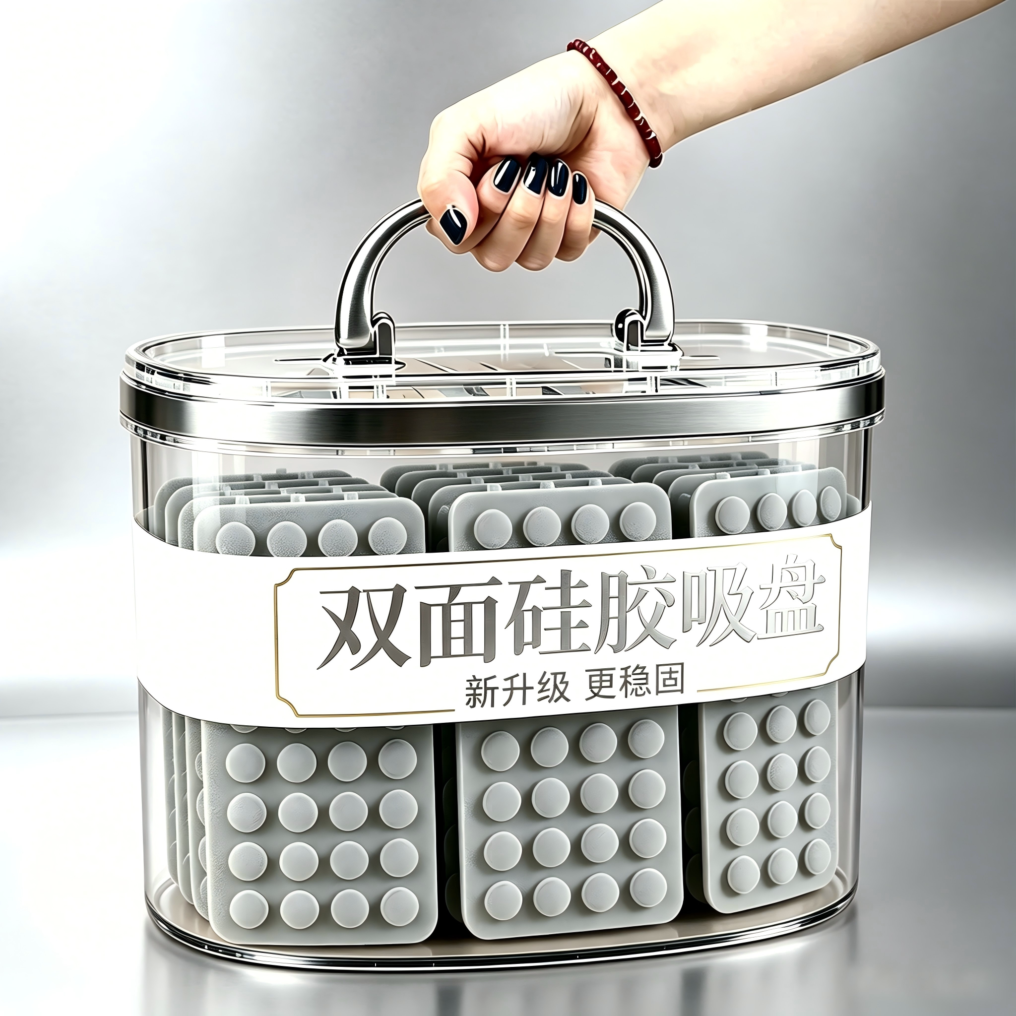 批发硅胶吸盘多功能自粘带背胶墙面牢固打孔家用强力手机支架多用