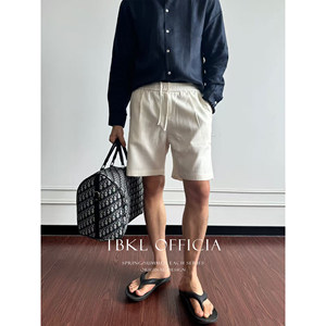 〔TBKL〕意式夏季亚麻天丝莱赛尔爽滑透气垂感宽松凉感休闲短裤男