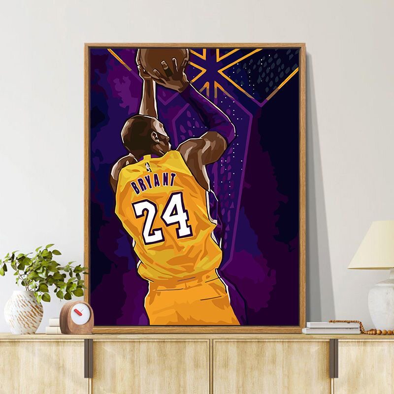 科比数字油画diy填充人物油彩画手绘送男友礼物NBA篮球明星装饰画