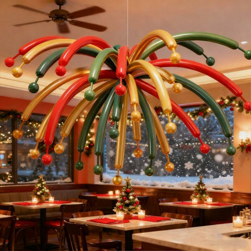 餐厅店铺圣诞节烟花气球挂件装饰