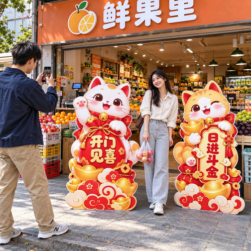 店铺立牌kt板开业门口场景布置
