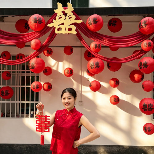 结婚农村院子kt板布置新房间装饰