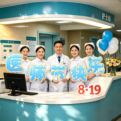 医师节前台门诊kt板手举牌装饰