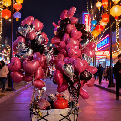 爱心气球2026跨年放飞摆摊批发氦气铝膜飘空元旦拍照过年新年装饰