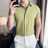 泡泡纱男士短袖拉链衬衫时尚百搭休闲免熨衬衣CS020-P63，商品下架区，星座1606-1