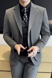 假两件韩版修身西服时尚设计潮流西装三件套2404-P270，男装西服套装，星座1606-1