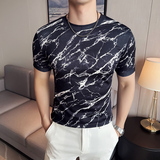 DS022-P38男士小圆领短袖T恤夏季新款时尚百搭修身立体打底衫，男装T恤，星座1606-1