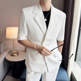 春夏抖音微宽松版型短袖磁吸纽扣西服套装2301-P220，男装西服，星座1606-1