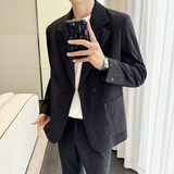 冰丝垂感西服宽松休闲直筒阔腿裤西装套装长袖2307-P195，男装西服，星座1606-1