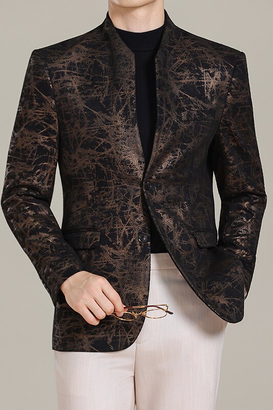 男士韩版修身西服中式立领提花时尚休闲西装外套DX61-P158,男装西服,星座1606-1