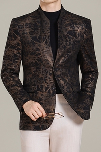 男士韩版修身西服中式立领提花时尚休闲西装外套DX61-P158图片